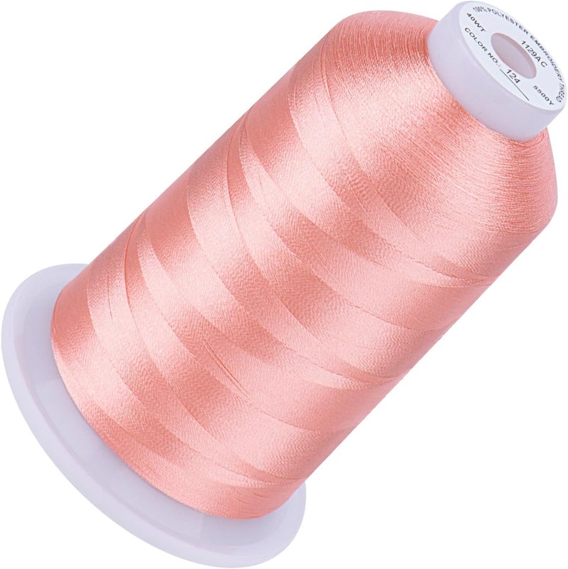 simthread 5500Yds Embroidery Thread, 5000M High-Yardage 40WT 100% Polyester Thread – 170+ Vivid Colors, High-Speed Rated – Compatible with Brother, Singer, Janome & More - Fresh Pink 124 - Image 1